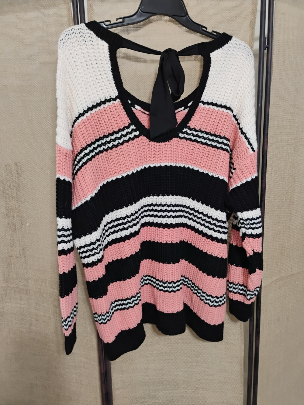 Torrid Tie-Back Striped Knit Sweater Bow Back 3X
